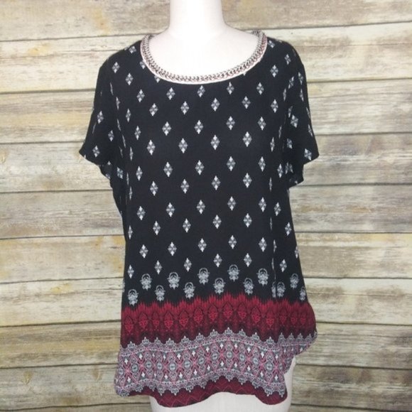 ⬇️ Rewind Boho Aztec Pattern Blouse LARGE - Picture 2 of 9